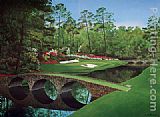 Hole Canvas Paintings - 12th-hole-augusta-golden-bell